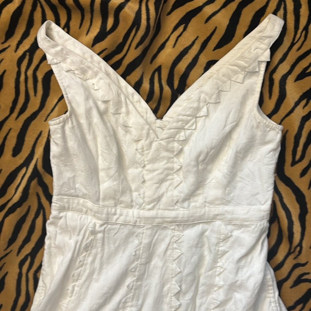 Women's White V-Neck A-Line Dress - Picture 2 of 6